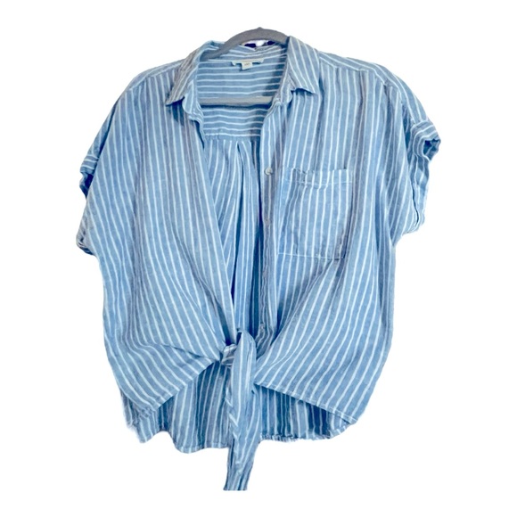 beachlunchlounge Tops - Beachlunchlounge Blue and White Striped Button Down Shirt